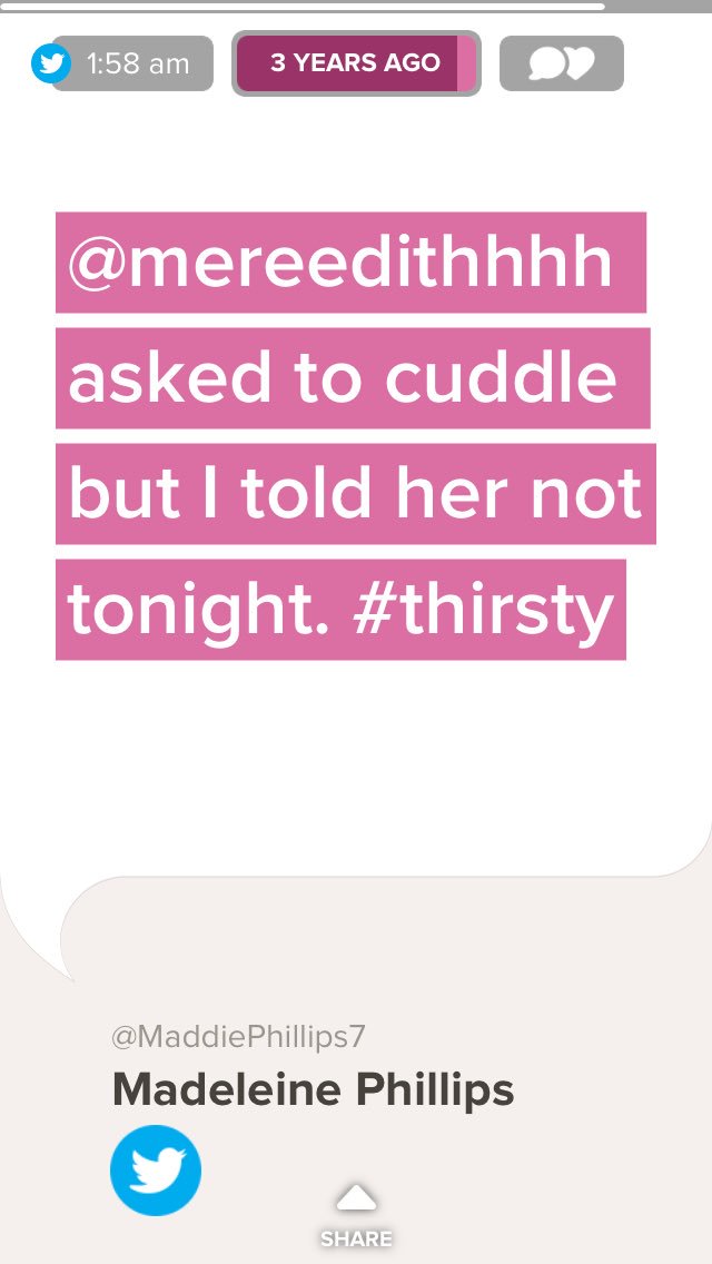 madphil37's tweet photo. Never forget the one and only time @mereedithhhh has ever let me cuddle with her. #nottonightthough https://t.co/eoeUbqi64a