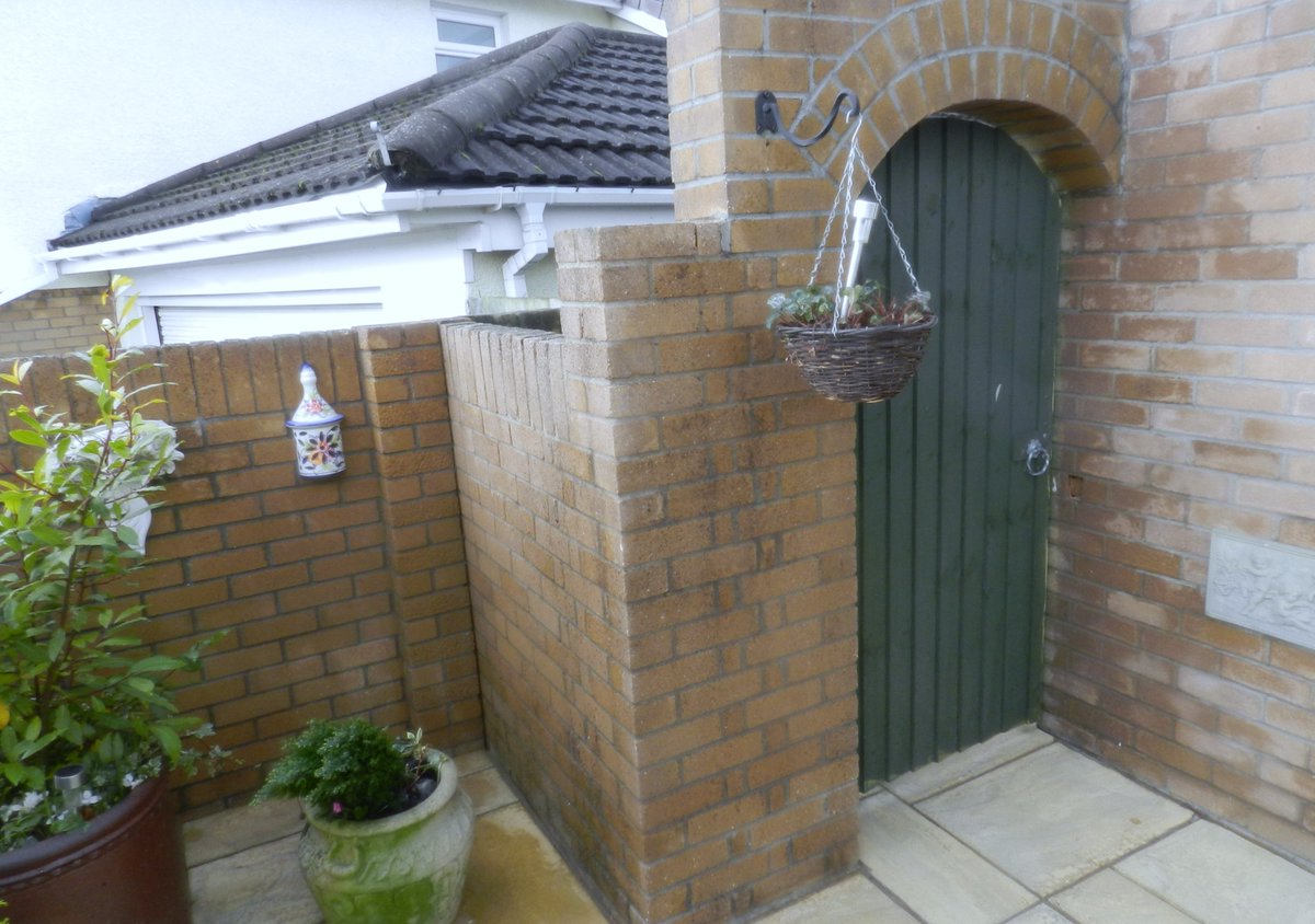 valejetclean's tweet photo. A garden wall before and after #cleaning. Just look at the #ValeJetClean difference. Tel: #Penarth 02920 700571 for your own quotation https://t.co/MomakDELWZ