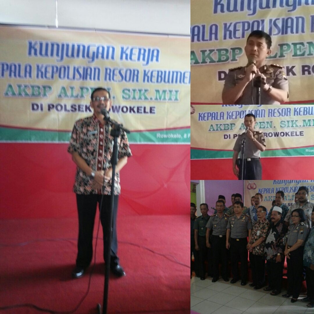 Memberikan sambutan pada Kunjungan Kerja Kapolres Kebumen AKBP Alpen, SIK., MH di Polsek Rowokele. Rabu 8/2/17