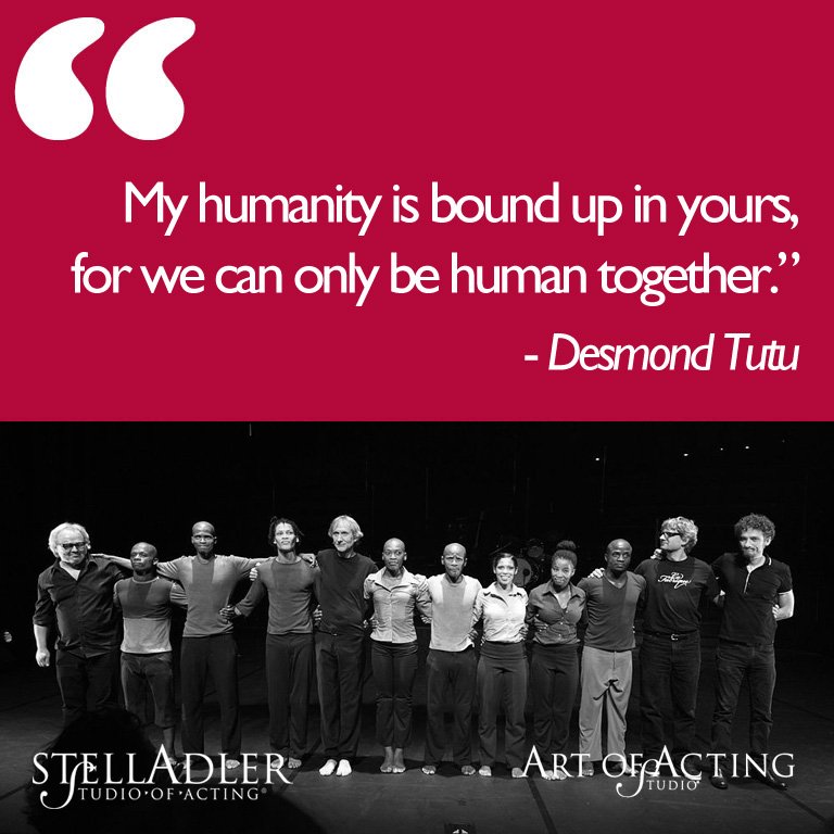 StellaAdlerNY's tweet photo. βMy #humanity is bound up in yours for we can only be human together." Desmond Tutu #humanityaboveallelse https://t.co/rVX5YZ5GeV