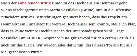 GeorgKehrer's tweet photo. Es werden keine weiteren Hochhäuser im 1. Bezirk u. im Glacis kommen, sagt Maria Vassilakou im @KURIERat #heumarkt #eislaufverein #intercont https://t.co/xW4udMW8Ac
