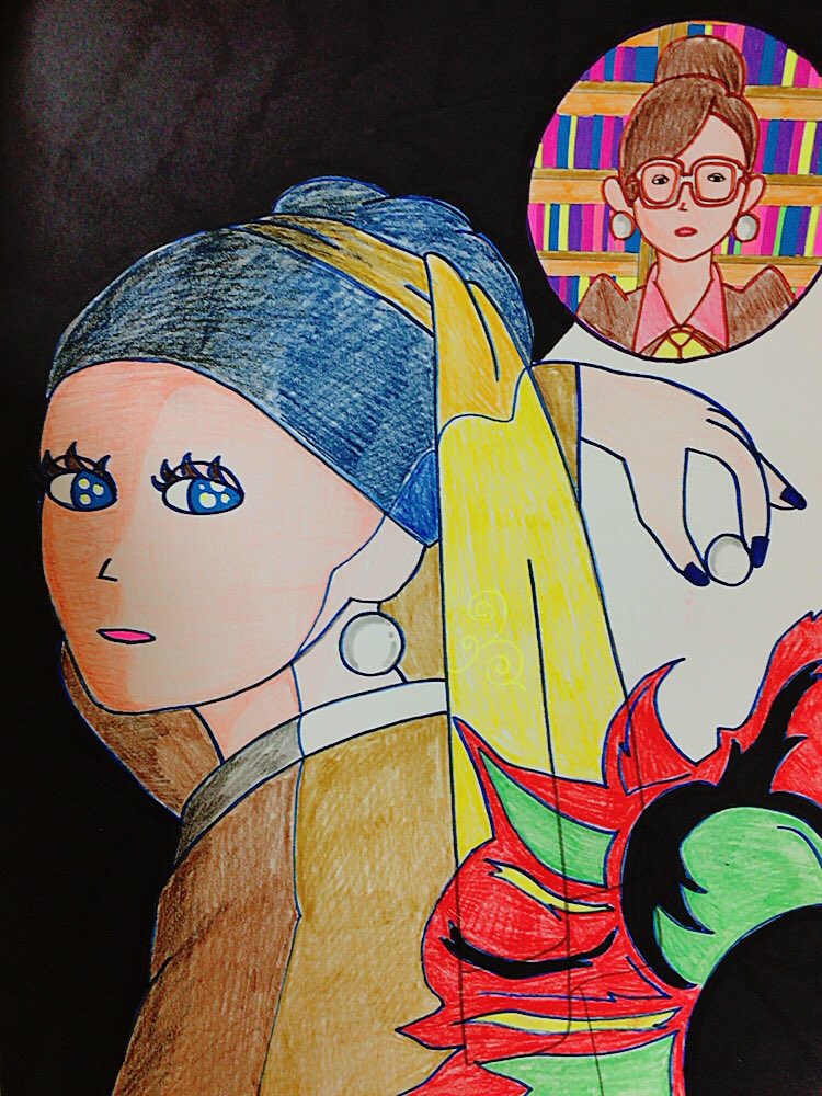 📒ぬりえシリーズNO.2🖍

大好きなくノ一👏🏻💕ペンで塗ったから色がくっきりしてるね☺️💫
「もう一ついるかしら？」なんて言ってるイメージ！
#びじゅチューンぬりえ 
《<a href="/kitsutsukijanai/">井上涼　INOUE Ryo</a> 》