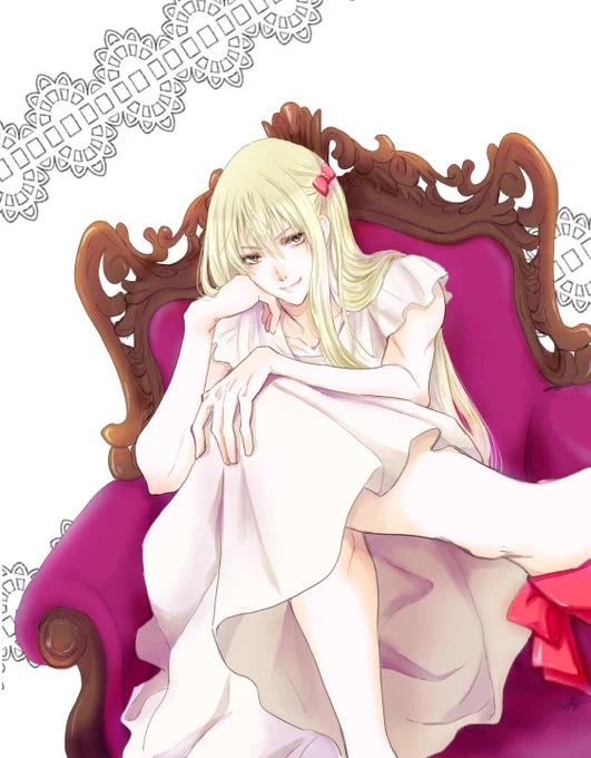 #ベスチャレコミュ_お題イラスト

「女装男子」のお題で描かせて頂きました～!1枚目背景ノープランだった事ほんと反省してる。2枚目完全に遊びました。反省はしてない! 