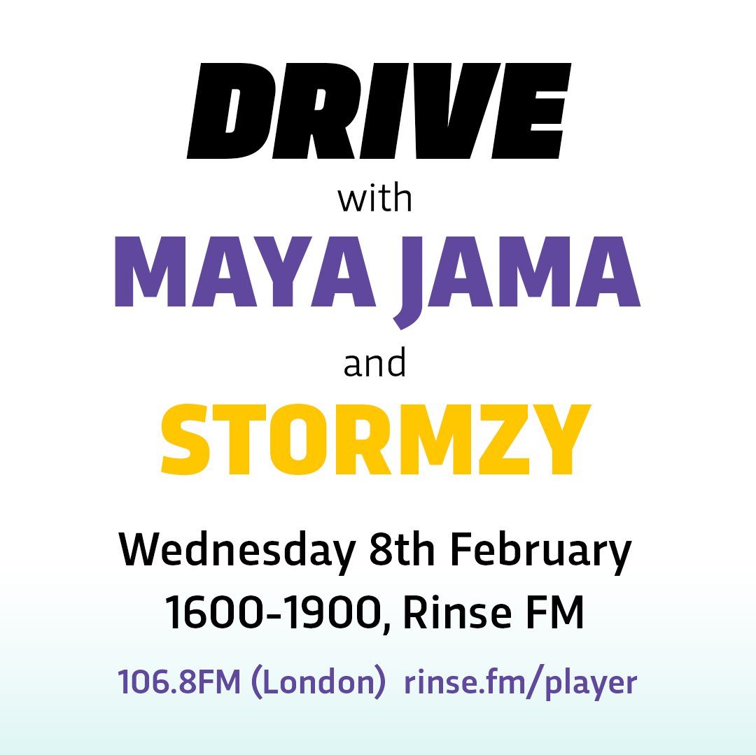 RinseFM's tweet image. .@MayaJama is here from 4pm w/ 'Big For Your Boots' artist @Stormzy1 on rinse.fm/player and 106.8FM

#DriveWithMaya