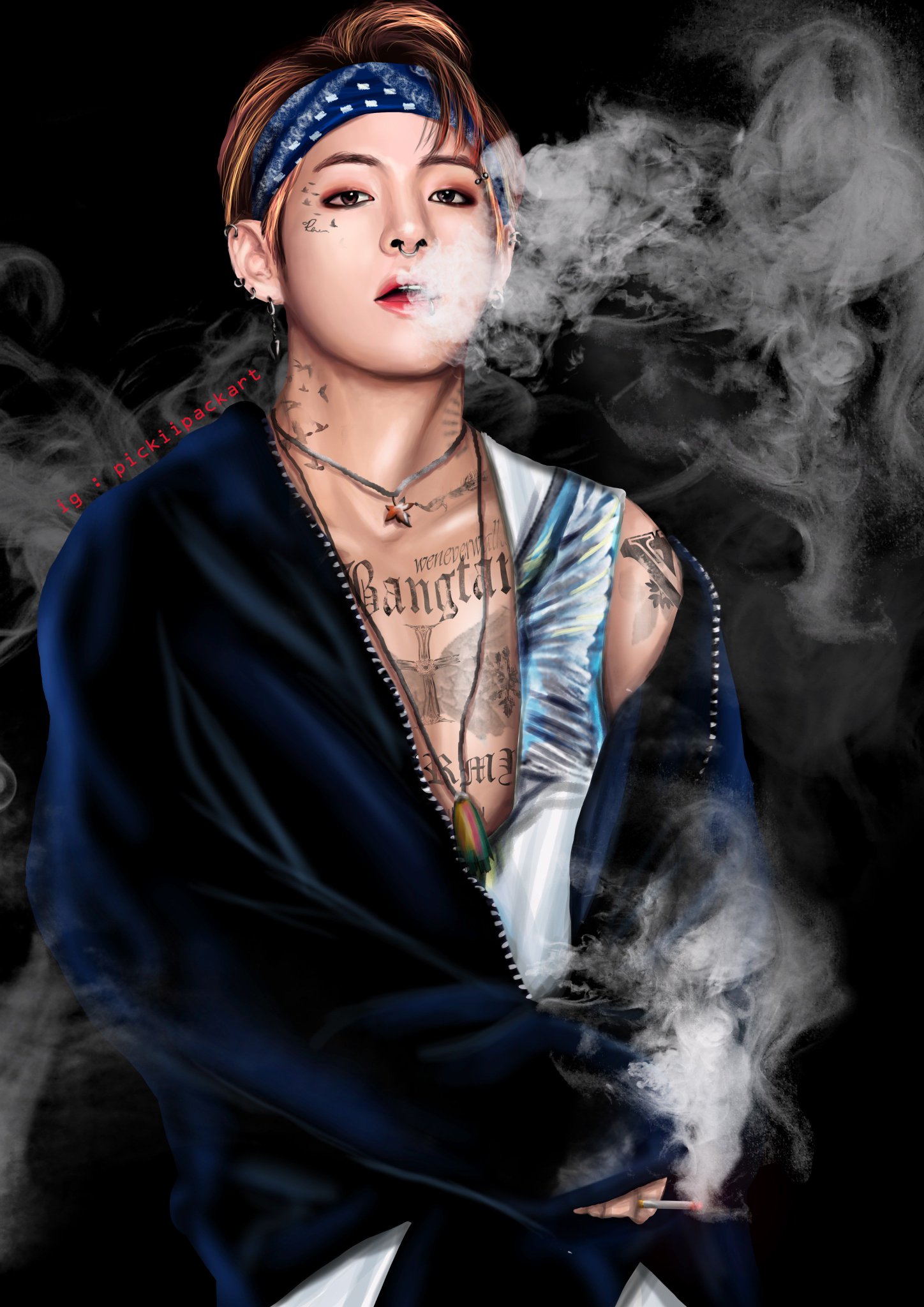 PickiipackArt on Twitter: "FA Taehyung Bad boy version #YOU_NEVER_WALK