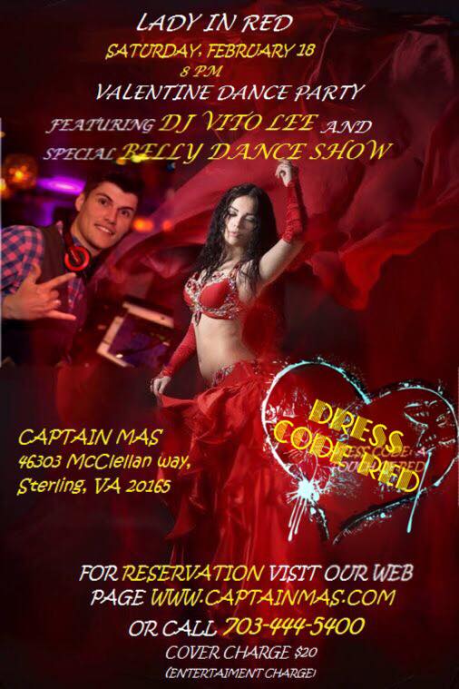 LoCoEntertain's tweet photo. February 18th at @CaptainMas #Sterling -- #LadyInRed #DressInRed #ValentineDanceParty #LoudounCounty #Seafood https://t.co/S0hh2WNj5Y
