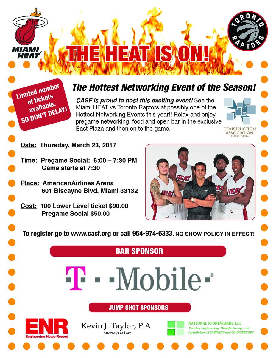 CASF (@casftweets) on Twitter photo The <a href="/MiamiHEAT/">Miami HEAT</a> is on! Buy your tickets for #CASFHeatGame today! #CASF #networking #HeatNation bit.ly/2kSCAyJ The <a href="/MiamiHEAT/">Miami HEAT</a> is on! Buy your tickets for #CASFHeatGame today! #CASF #networking #HeatNation bit.ly/2kSCAyJ