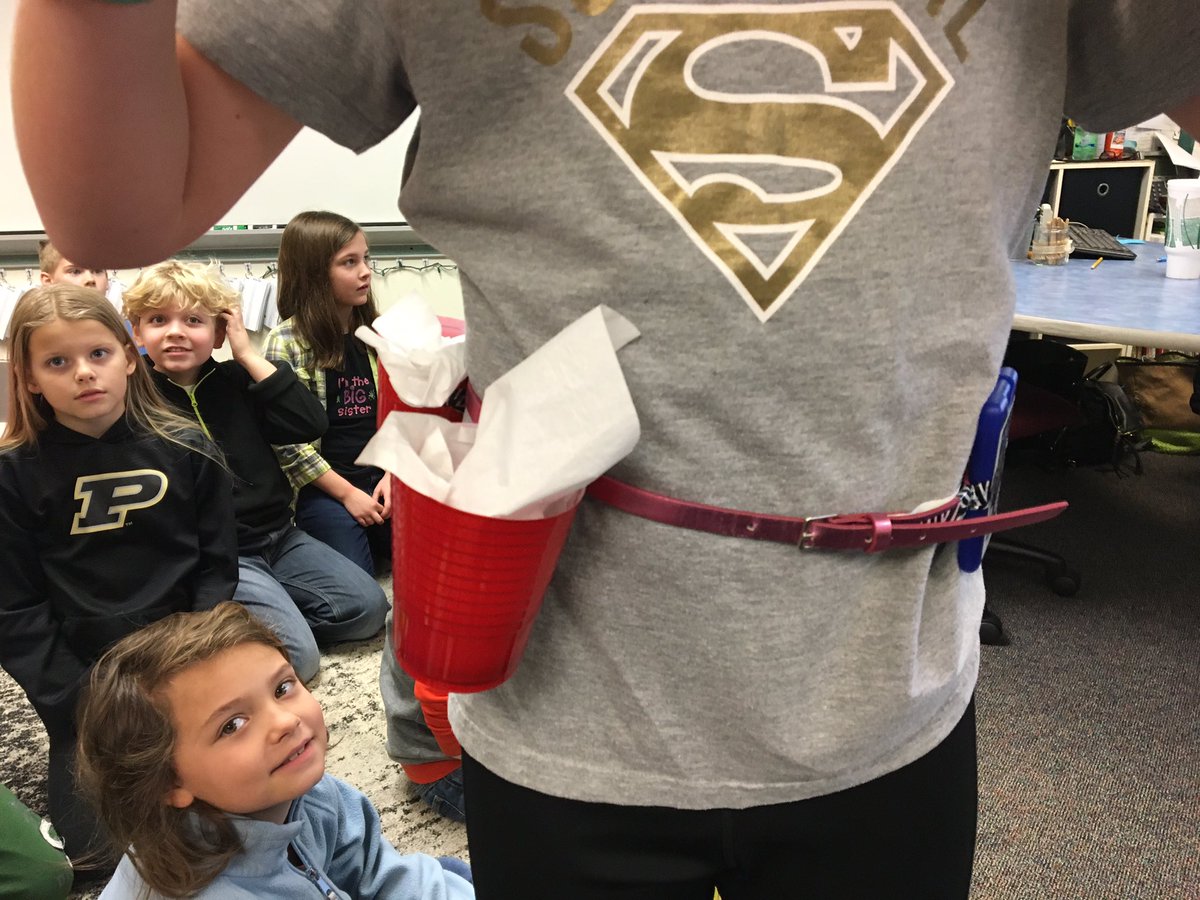 marks3rd's tweet image. The "sick away belt" created by a student last night. Cup for Kleenex, cup for trash, hand sanitizer on the hip!