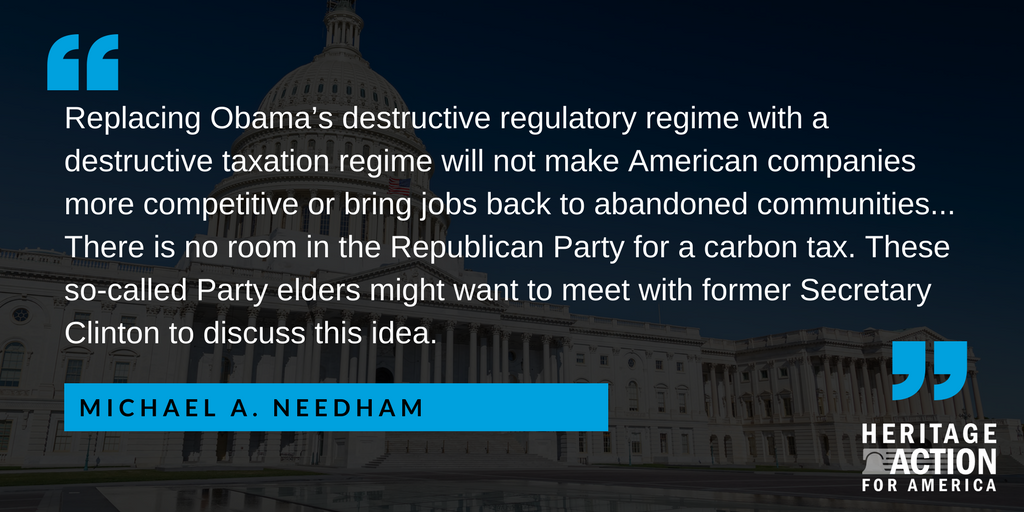 Heritage_Action's tweet photo. Heritage Action statement by @MikeNeedham on the destructive #carbontax proposal. https://t.co/49oziKT9KZ https://t.co/SO3TanX9jb