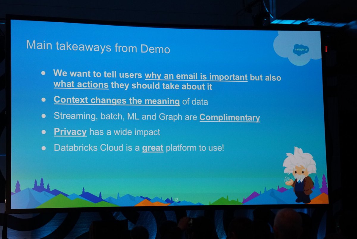 dirkvandenpoel's tweet image. Great talk + demo by @alexisroos ($CRM) at #SparkSummit on using Apache for CRM #Analytics #lead qualification #ApacheSpark #MLpipelines