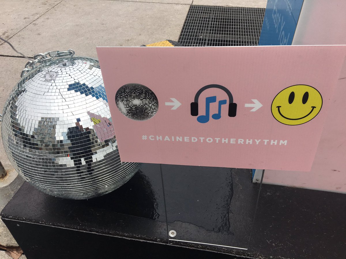 OnAirTJ's tweet photo. Okay this is nuts. There's a disco ball at Nathan Phillips Sq PLAYING BRAND NEW @KATYPERRY. Go check it out! #ChainedToTheRhythm https://t.co/ef2nwP0dGO