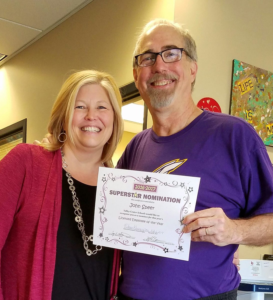 RKhosravipour's tweet photo. Congratulations to this amazing Valley Center educator, John Speer, on his nomination as Licensed Employee of the Year!  #vctlc @USD262 https://t.co/wANBq8moz9