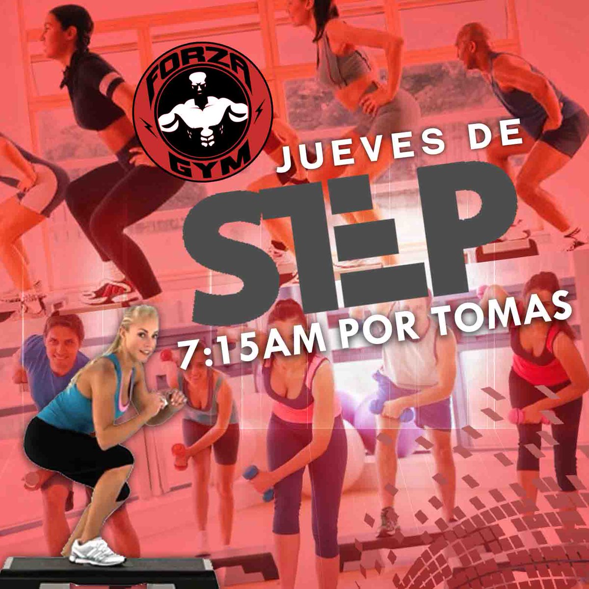 Los jueves en la mañana son de #Step a las 7:15am por Tomas con una rutina aeróbica que sirve para quemar grasa y tonificar.