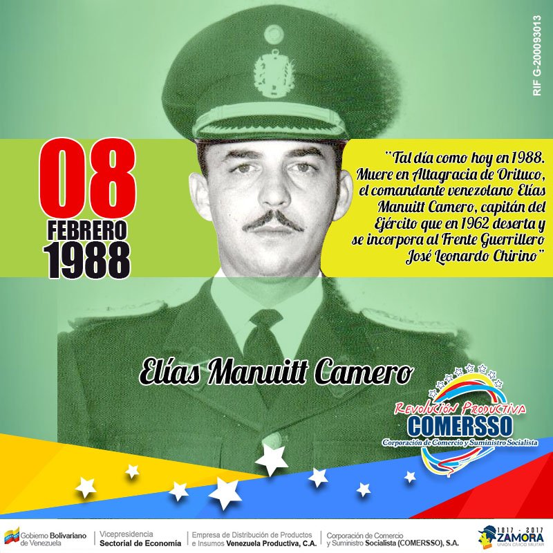 comerssovzla's tweet photo. #TalDíaComoHoy pero en 1988 muere en Altagracia de Orituco, el Comandante venezolano Elías Manuitt Camero https://t.co/gatic6itVH