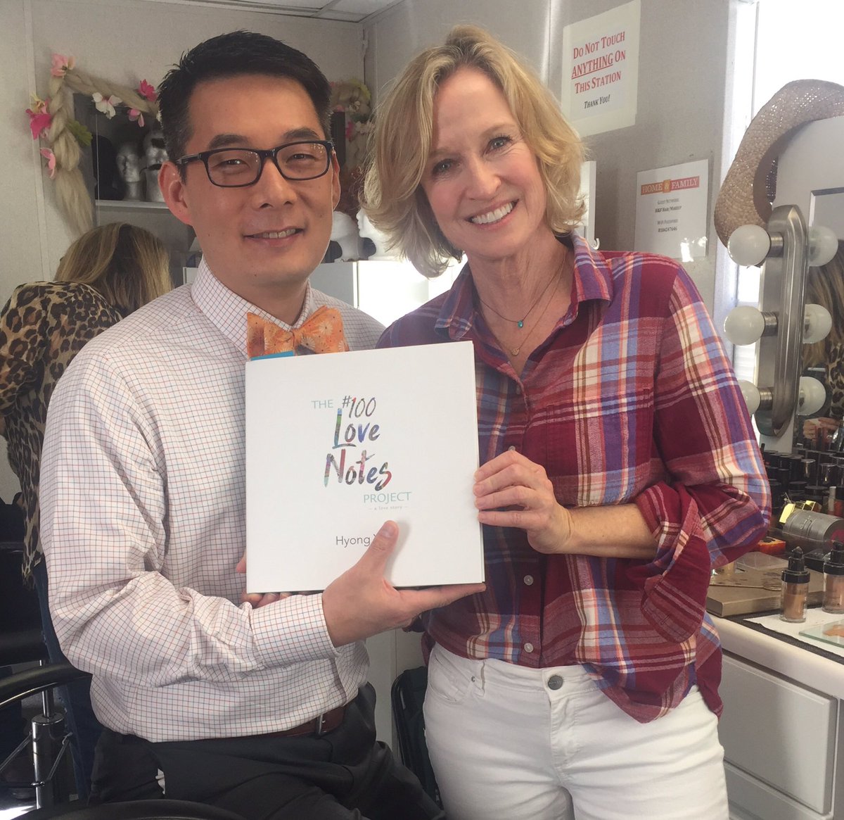 MaureenOBoyle's tweet image. Two friends from different chapters of my life meet! @CLTLoveGuy and @JanPing on set of  @HomeandFamilyTV Buy the book! #100LoveNotes