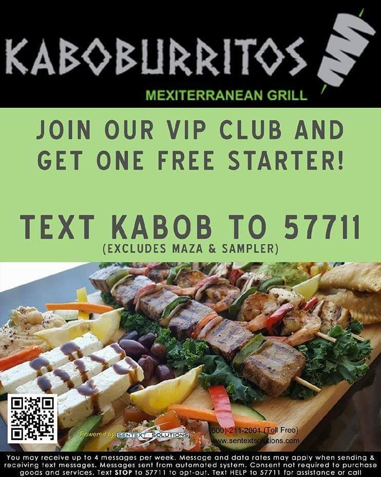kaboburritos's tweet image. Have you joined our VIP Club yet?  Join today to receive exclusive offers!  #VIP #texttojoin #discounts