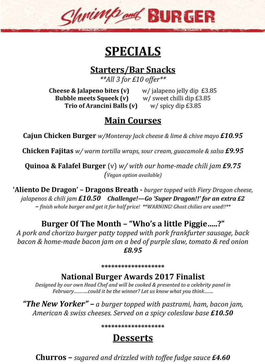 This week's #specials #burgers #southampton #shrimpandburger