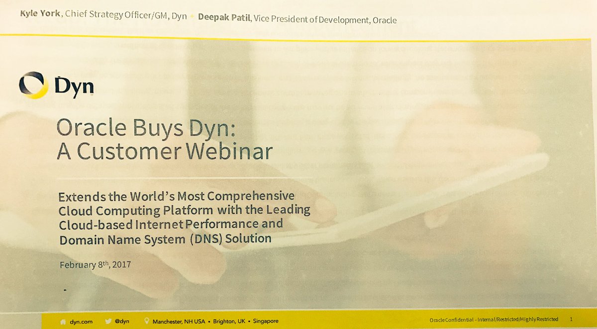 kyork20's tweet image. Pumped to talk to our 3,500 #DNS #Data &amp;amp; #internetperformance customers today about the @OracleCloud / @Dyn combination #IaaS #Cloud