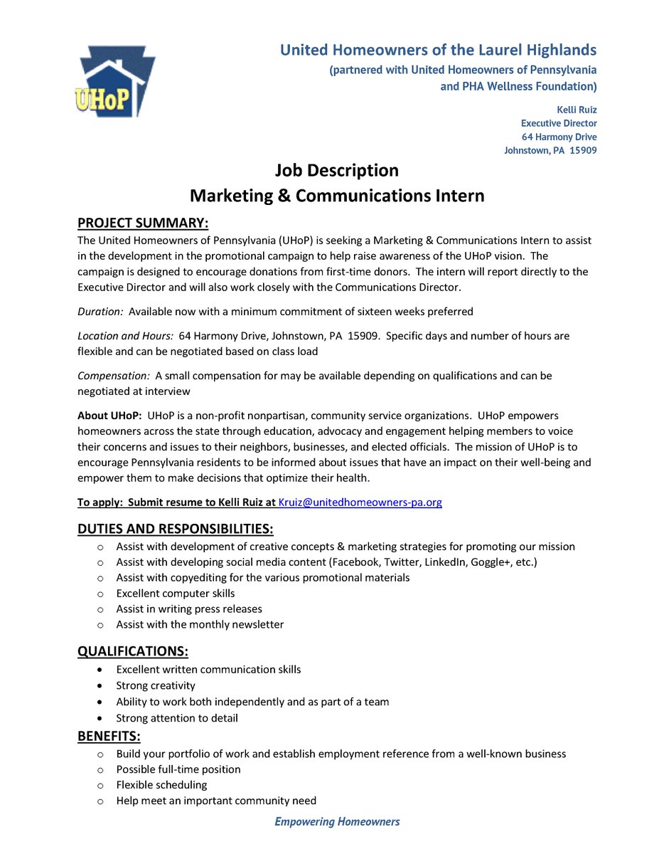 UHofPA's tweet photo. #UHoP is looking 4 interns #grantwriting #marketing #communications. Need real world experience? Contact us @ kruiz@unitedhomeowners-pa.org https://t.co/utarCeWhc9