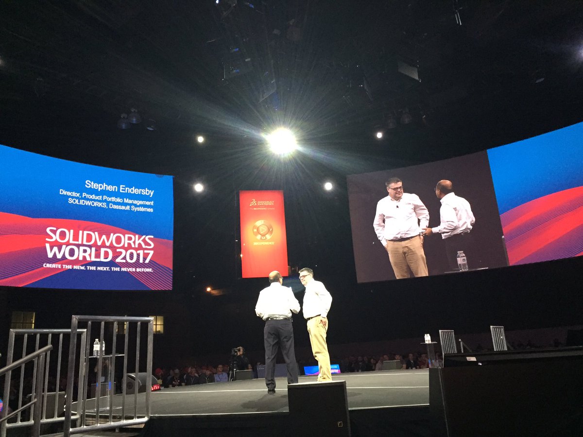 suchitjain's tweet photo. @SEndersby and Kishore talking about NEW #SimulationEngineer product #SWW17 - #UpfrontSimulation @SOLIDWORKS https://t.co/BY0g4aAMz5
