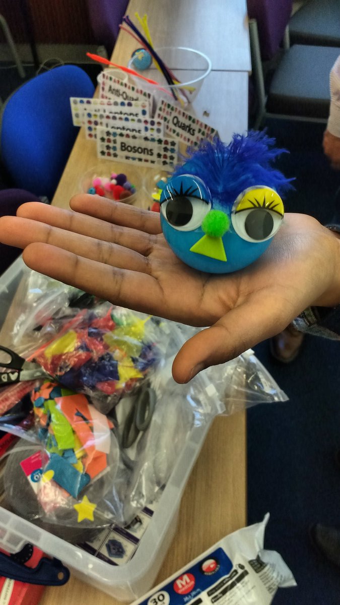 STEMSoc's tweet photo. Volunteers had a go at creating their own #ParticleZoo. Come join us on Saturday at #ForumCentre to make your own quark! #STEMTraveLab https://t.co/wm5w8CvQqH