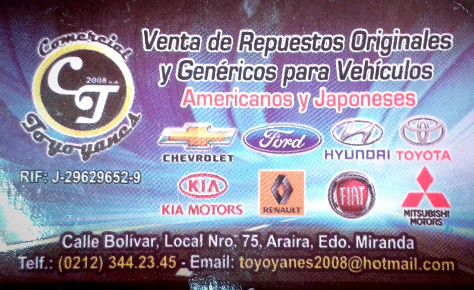 COMERCIAL TOYOYANES, venta de repuestos originales y genéricos para tu vehiculo #venta #Guatire #Guarenas