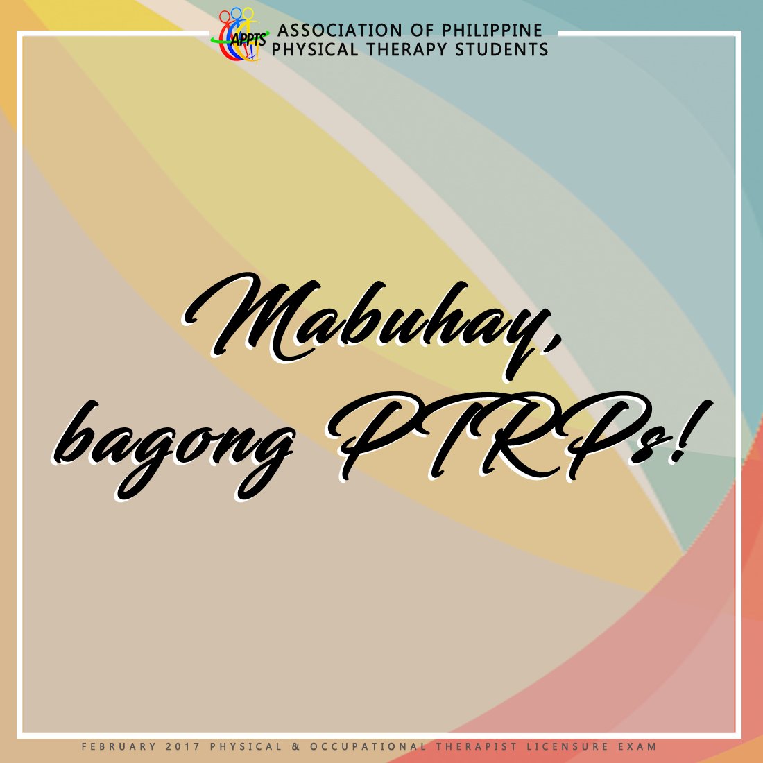 APPTS_PH's tweet photo. Congratulations, February 2017 Physical Therapist Board Exam passers! We're extremely proud of you!  https://t.co/msooAD2v8S https://t.co/QHdxu1uPJx