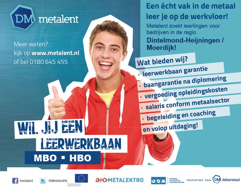Metalent zoekt leerlingen voor bedrijven in de regio #Dintelmond, #Heijningen en #Moerdijk. Iets voor jou? Check: bit.ly/2krhzuq.