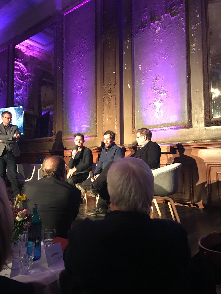 wolframwinter's tweet photo. Three wise men: The director team of #BabylonBerlin, one of the most complex german TV series: T. #Tykwer, A. von #Borries & H. #Handloegten https://t.co/hPaahWbYTL