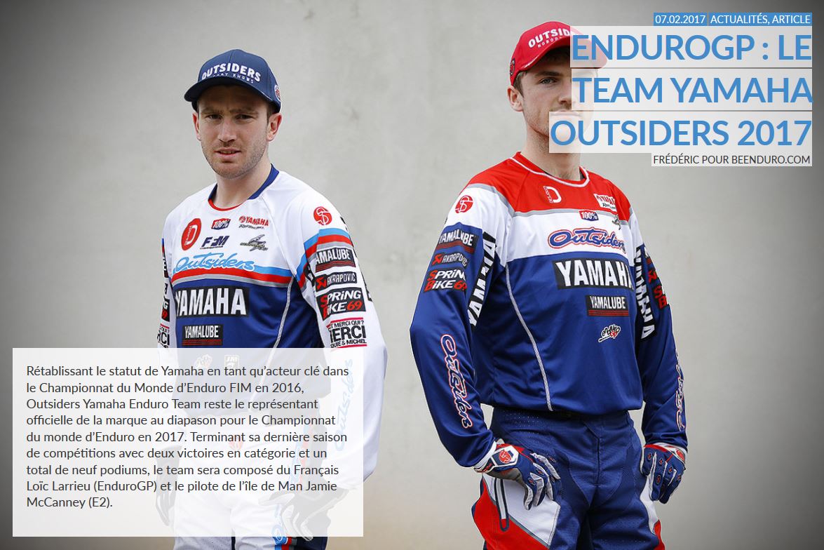 beENDURO's tweet photo. ENDUROGP : Le Team Yamaha Outsiders 2017 >> https://t.co/6ilf4cDYye https://t.co/QmnChfk3FD