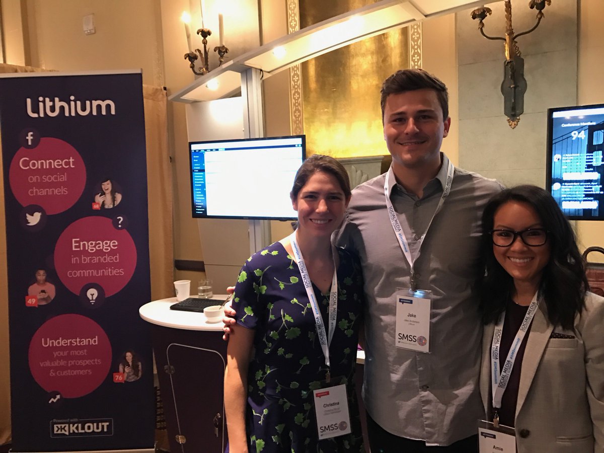 LithiumTech's tweet photo. #SMSSummit attendees: Stop by our booth today to chat w/this friendly crew about #socialmarketing &amp; #socialcare solutions! @SMS_Summit https://t.co/YSTxoYFxoK