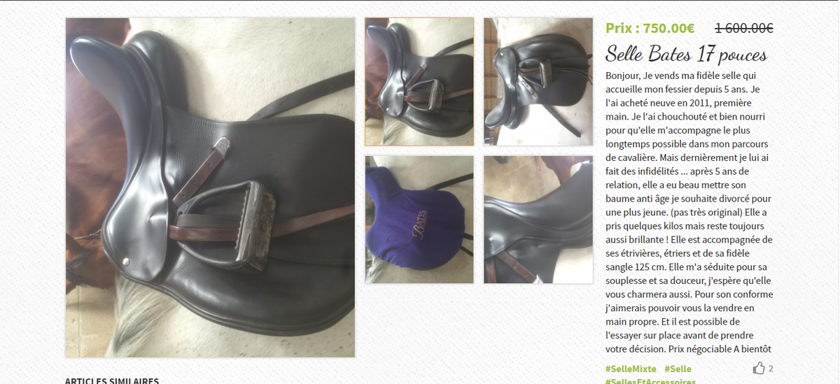 equiswap_'s tweet photo. On rigole sur Equiswap, la description de cette selle est parfaite ! 
Plus d'info sur la selle  ici -> https://t.co/bssx1dfuCC
#equitation https://t.co/YhnBVtVjKc