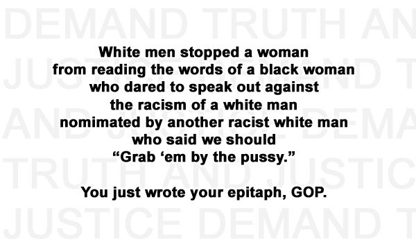 You just wrote your epitaph, GOP. #GOP #LetLizSpeak #ShePersists #ShePersisted #women #stopsessions #resist #TheResistance #CorettaScottKing