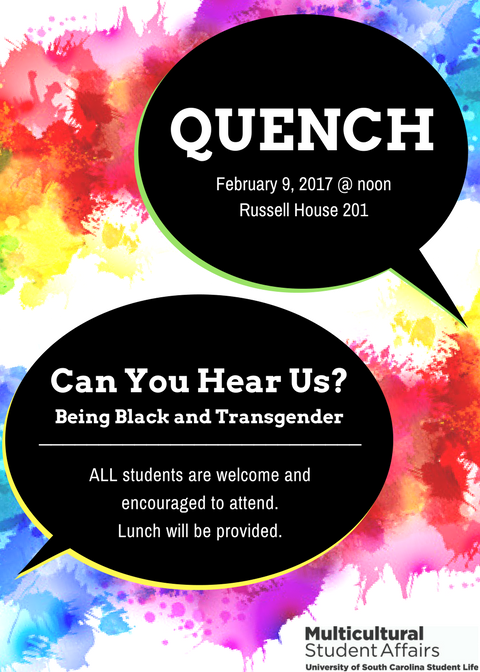 Don't forget about Quench tomorrow at noon! <a href="/OMSAatUofSC/">Multicultural Student Affairs</a>