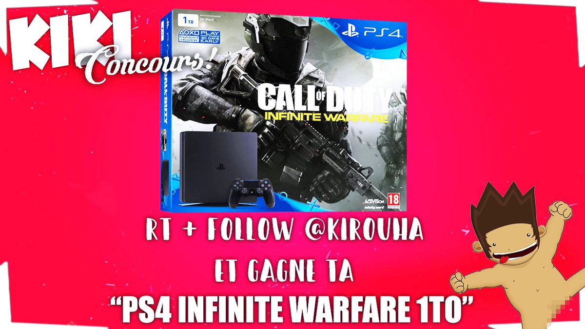 Kirouha's tweet image. TENTES DE GAGNER TA PS4 INFINITE WARFARE !
Que jai gagné suite a notre performance sur le mode zombie du DLC!
#SabotageChallenge #RT #FOLLOW