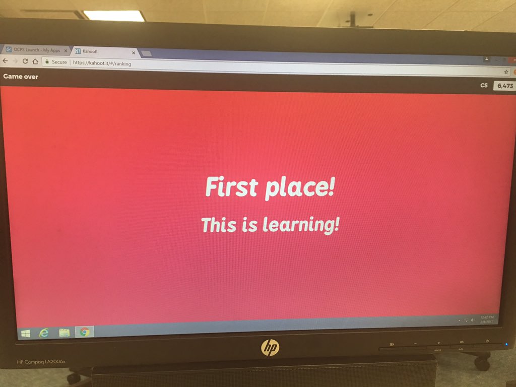 clairesteele24's tweet photo. I was the Kahoot quiz winner at the #canvaslaunch training day 2! @CanvasLMS @ocpspds https://t.co/lrAXXIgASx