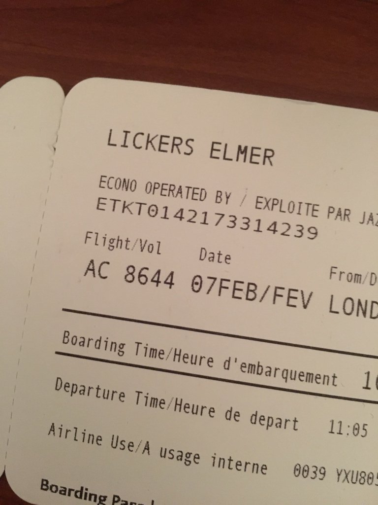 Air Canada decided to give me a new name yesterday. They didn’t disappoint.