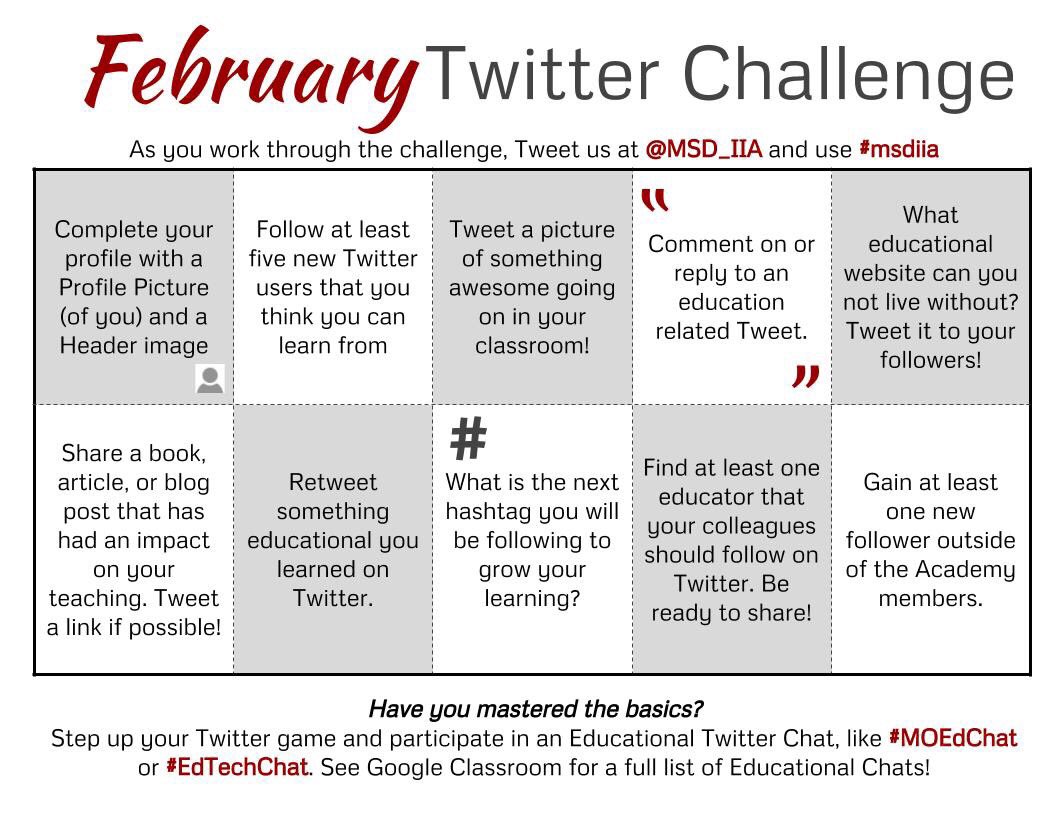 MSD_IIA's tweet photo. One week into the Twitter Challenge...who have you found on Twitter that your Academy colleagues should follow? We suggest @alicekeeler https://t.co/OOx7bsOhrO