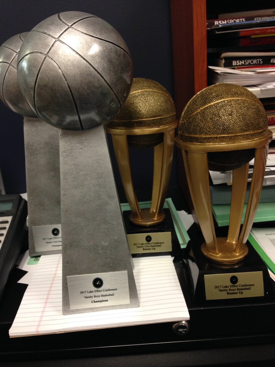 Go_LEC's tweet photo. Varsity Boys and Girls Basketball Tourneys kick off tonight through Feb 17th! Who wants one of these shiny trophies more??? https://t.co/zOFvKQnXvj
