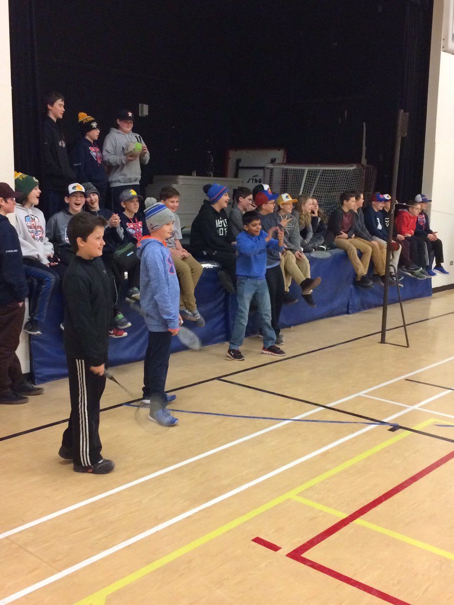SPJH_PE's tweet photo. Great start to our badminton lunch intramural tournament! Schedule is posted in front of the gymnasium! 🏸@SPJHPythons #SmashTown https://t.co/uEr4f5ZenM