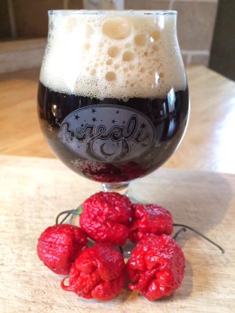 Definite re-calibration on the <a href="/borealisbrew/">Borealis Fermentery</a> Carolina Reaper beer. These  <a href="/PuckerButt/">PuckerButt Pepper Co</a> reapers are in the Guiness Book. Great taste, strong.