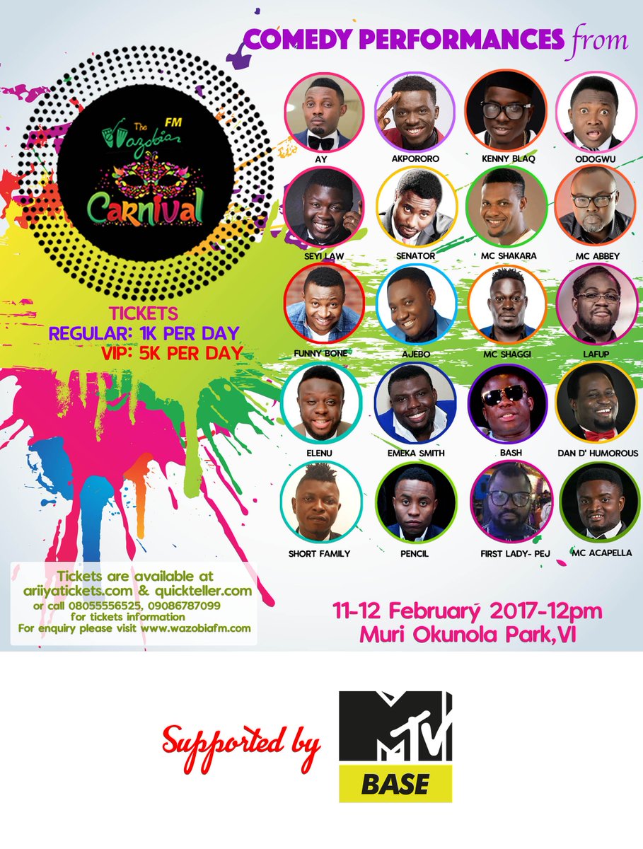 MTVBaseWest's tweet photo. #SetPWeek | Come out and fun at the @Wazobia_FM #WazobiafmCarnival this weekend. All you have to do is Tag Bae and win tickets ๐๐ https://t.co/fibqEEX7CP