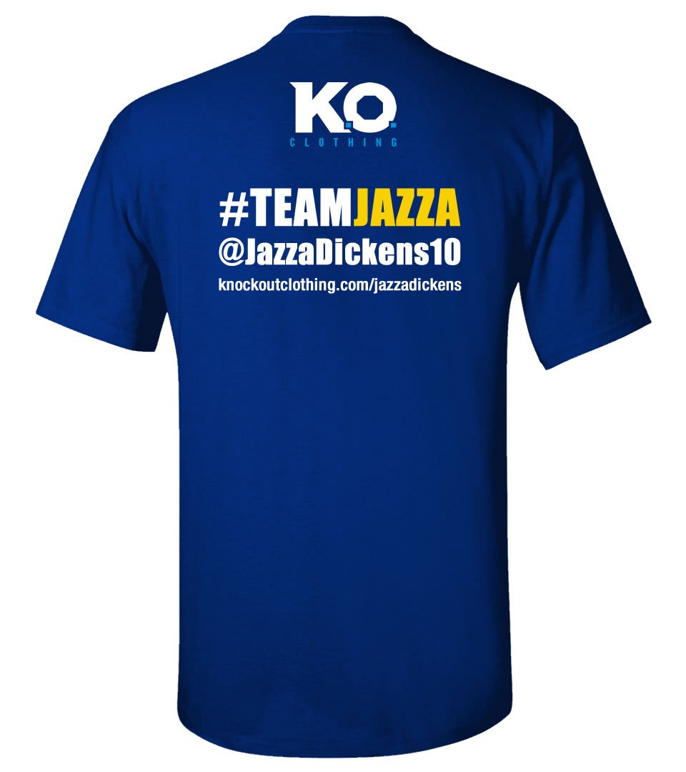 koclothing's tweet photo. Official @JazzaDickens10 fight fan tee available @ https://t.co/M5Fxri5hMl #KOclothing #TeamJazza #boxing https://t.co/TjNOL014DY