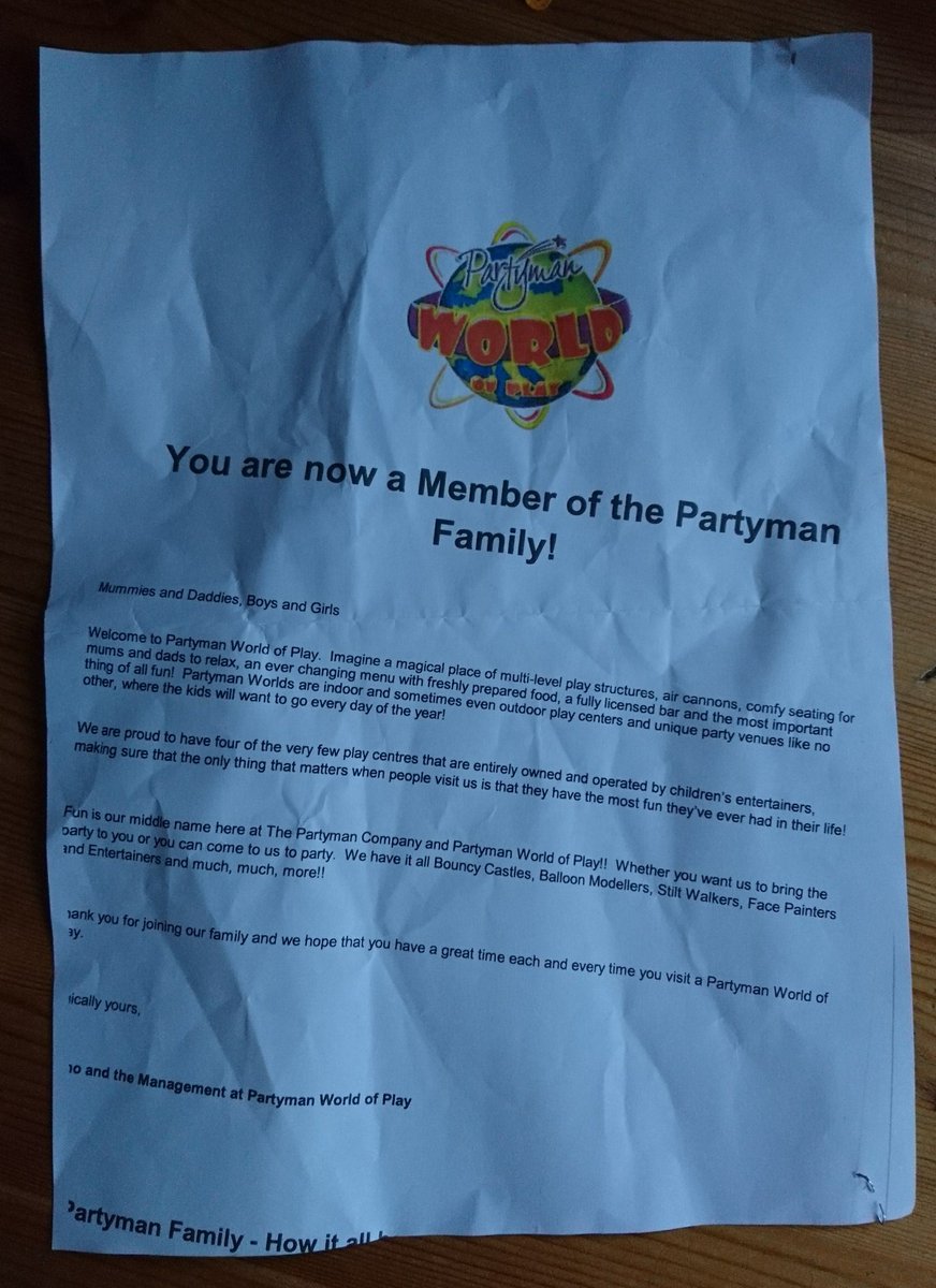 HazyWalk's tweet photo. Had to pay£5 for a membership at @partymanworld, get this in my pack. Little details make an impression &amp; photocopiers aren't hard to use! https://t.co/LpA7ffw8CJ
