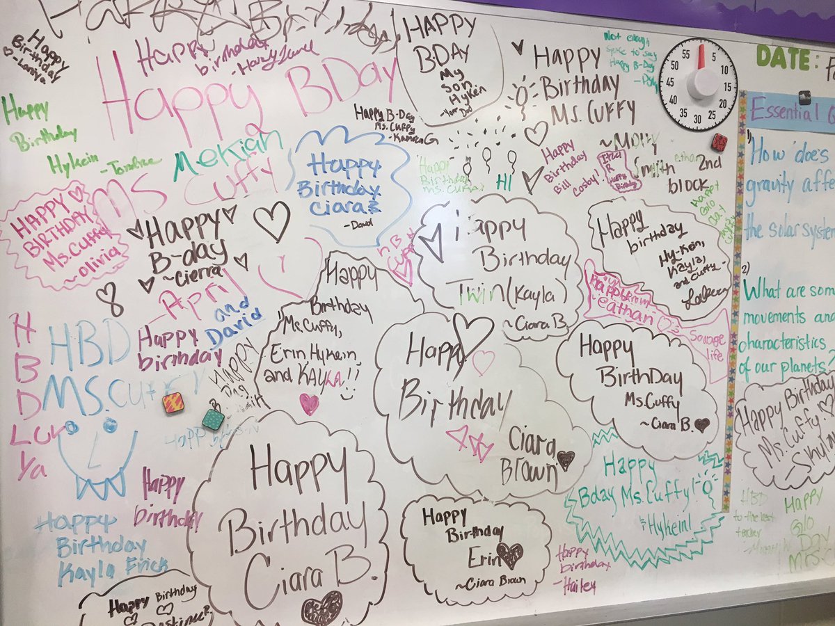 tacuffy's tweet photo. Students left so many awesome birthday wishes on my board. https://t.co/34fAY8JWaL