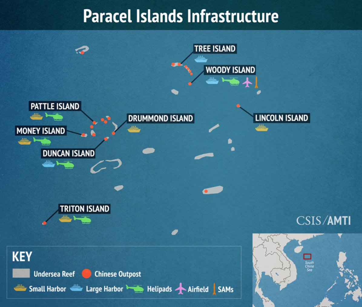 AsiaMTI's tweet photo. Our latest feature shows #China has undertaken major upgrades of its infrastructure in the Paracels #SouthChinaSea https://t.co/ettLX61hVk https://t.co/TbcEXBmEAh