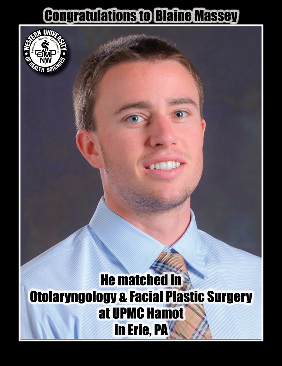 COMP_Northwest's tweet photo. Congratulations to OMS Massey, who is headed to @UPMCnews where he matched in otolaryngology and facial plastic surgery. #AOAMatch https://t.co/0tifsA4pty