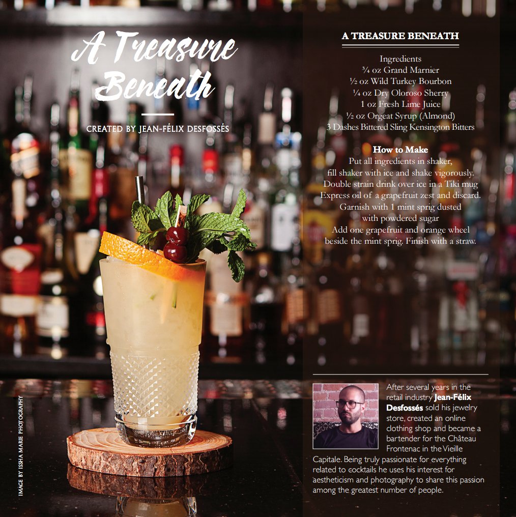 Quebec City's Jean-Felix Desfossés presents "A Treasure Beneath" inspired by Grand Marnier &amp; Bittered Sling Bitters. Recipe: 📸 #LeGrandSling