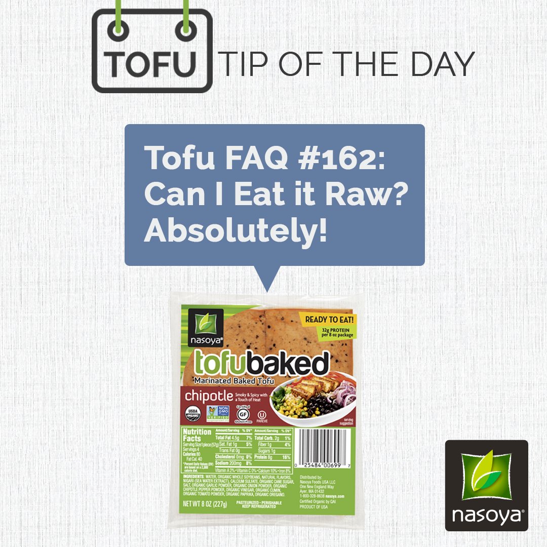 Nasoya's tweet photo. Tofu FAQ #162: Can I Eat it Raw? Yep. You Betcha.
.
.
.
#tofutips #tofuforthought #plantbased #plantprotein #raw #cleaneating https://t.co/yRpNAf0hxA