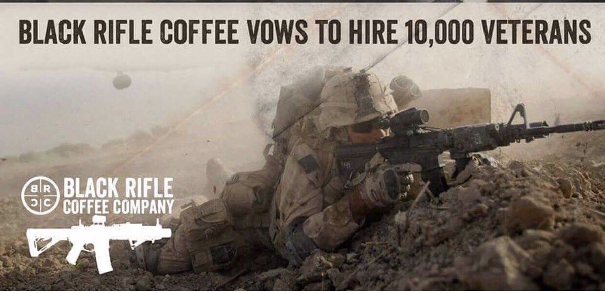blckriflecoffee's tweet photo. Spread the word our goal is 10,000 veterans hired! It's has never changed. Join the coffee revolution #coffee https://t.co/jM19eV7tn8